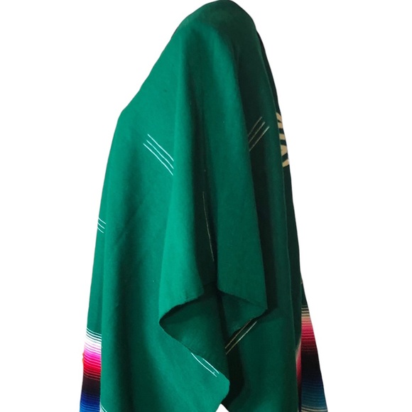 Mexican Serape Woven Fringe Poncho with VIVA Mexico Logo Motif One Size Unisex - Picture 5 of 12